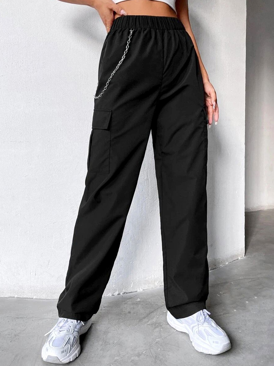 

Stylecast X Slyck Women Comfort High-Rise Wrinkle Free Cargo, Black
