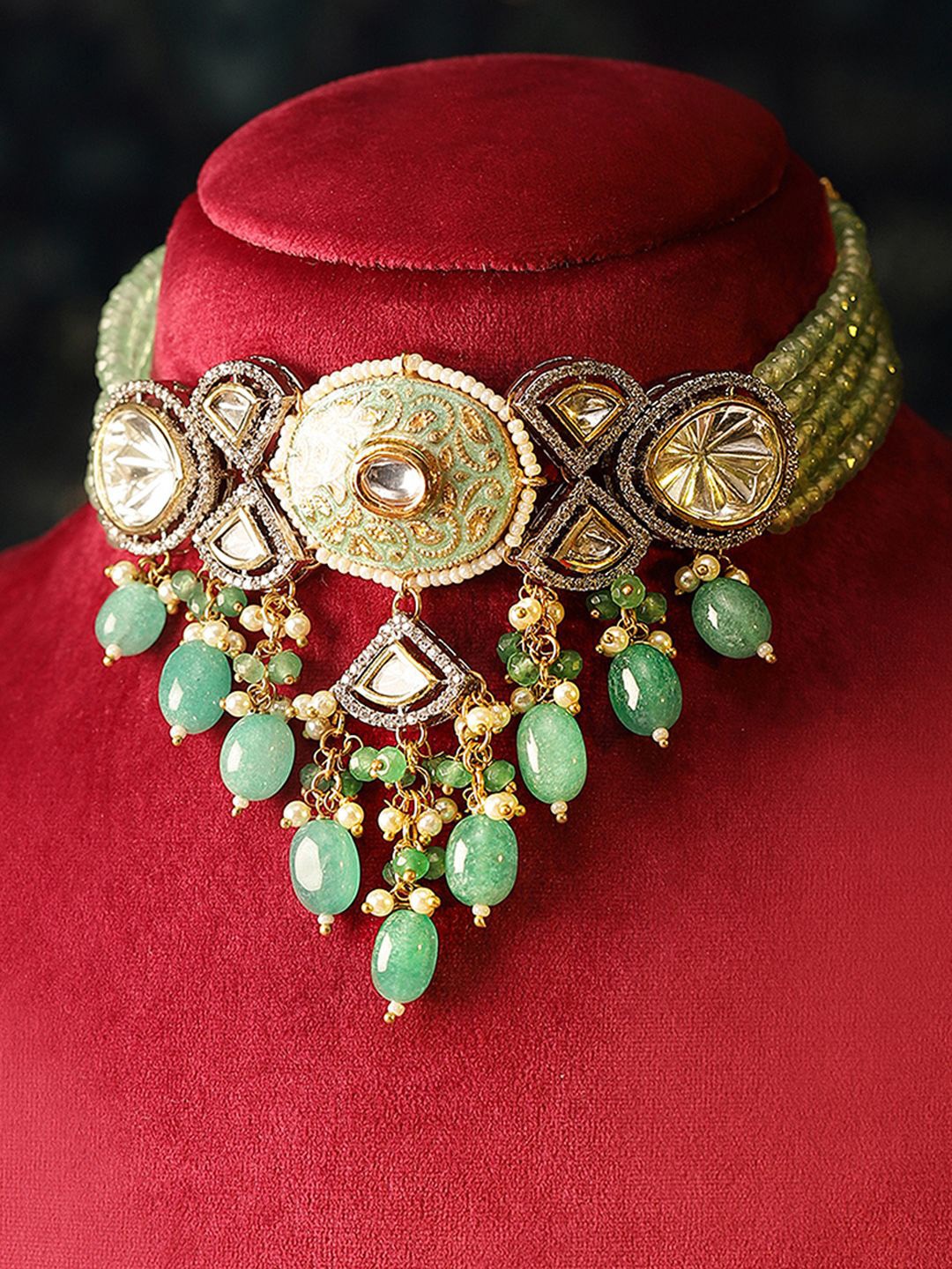 

Priyaasi Gold-Plated Stone-Studded and Beaded Jewellery Set