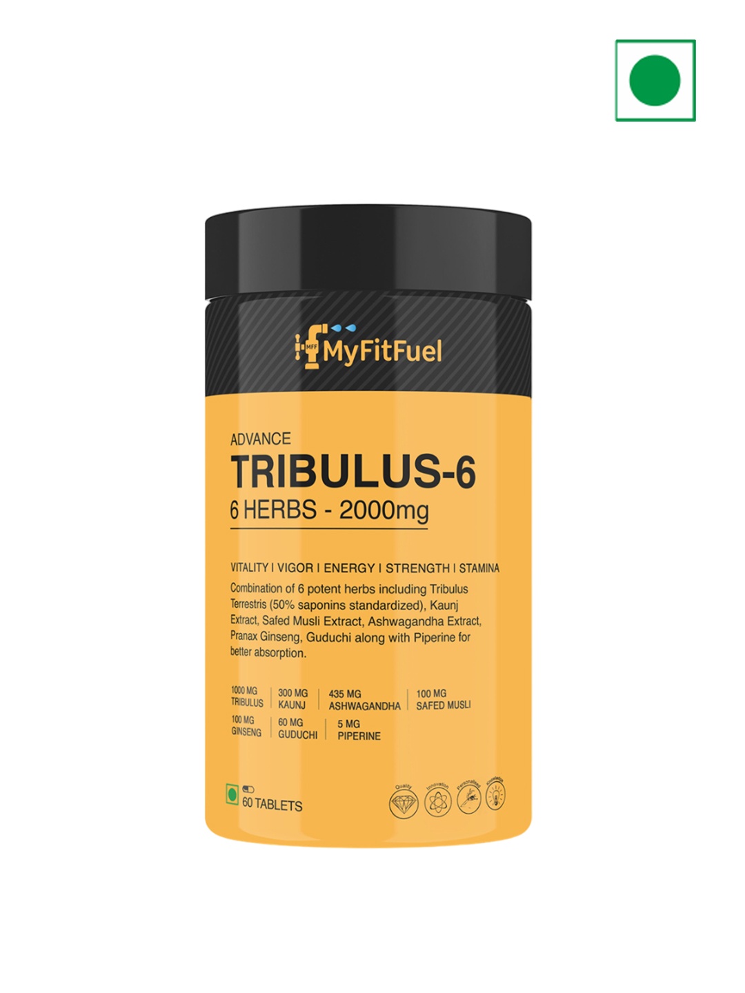 

MyFitFuel Advance Tribulus-6 Herbs 2000mg-60 Tablets, Cream