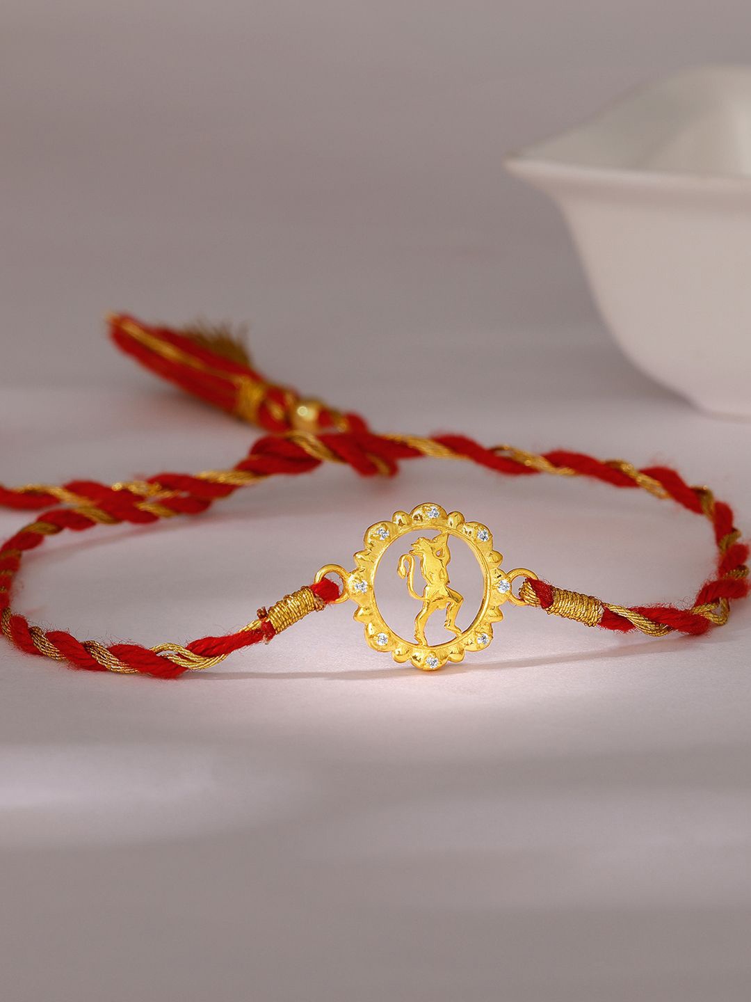 

GIVA 925 Silver Jai Bajrangi Charm Thread Rakhi With Roli Chawal, Gold