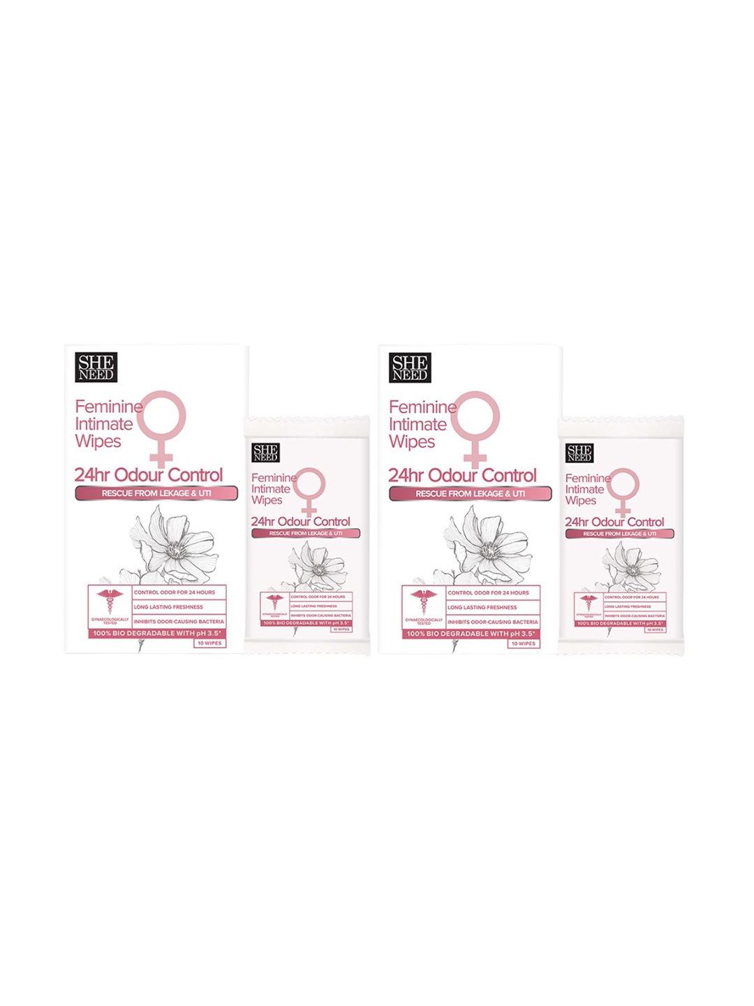 

SHENEED Feminine For 24hr Odour Control Intimate Wipes - 20 Wipes, White