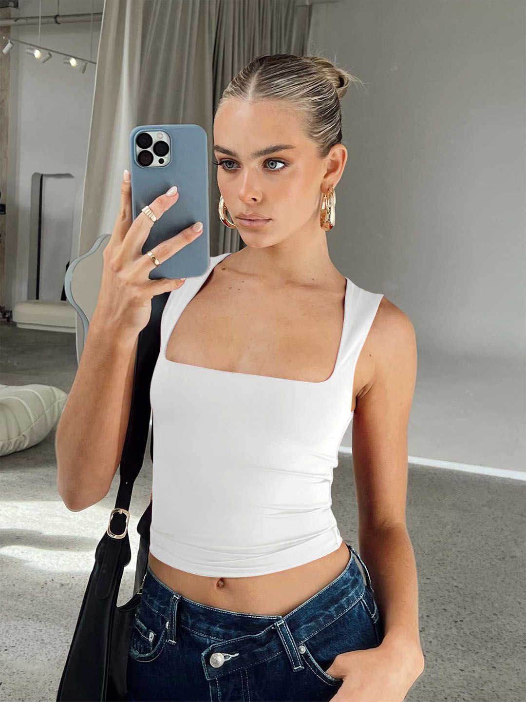 

StyleCast Women Solid Shoulder Straps Top, White