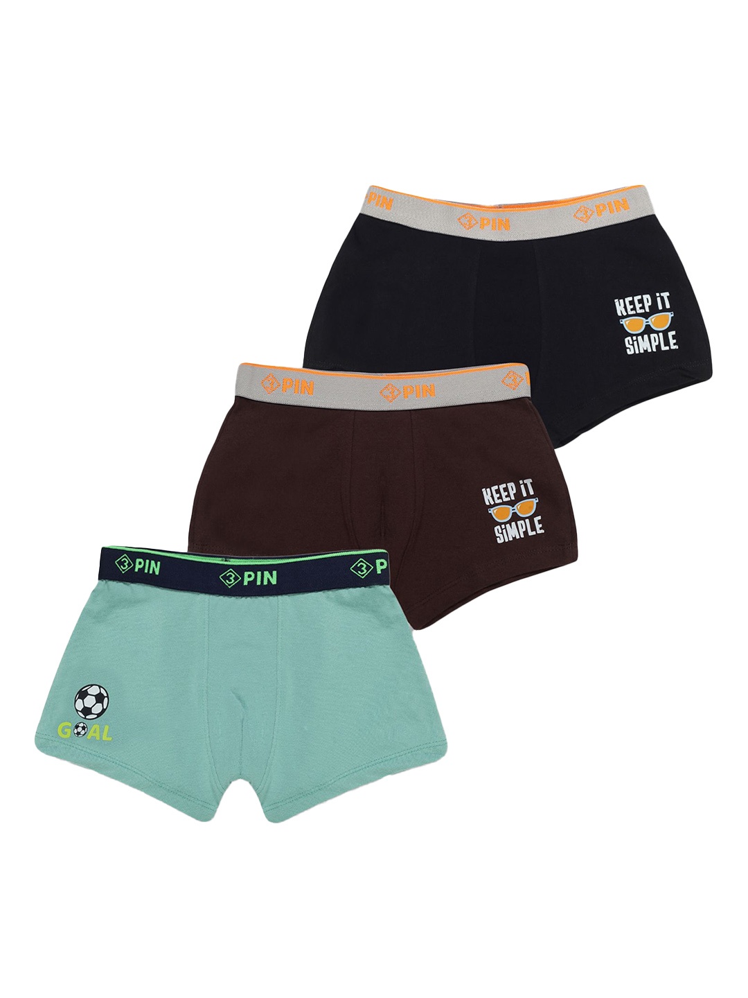 

3PIN Pack Of 3 Cotton Breathability Trunks 3PKBBCOM04, Black