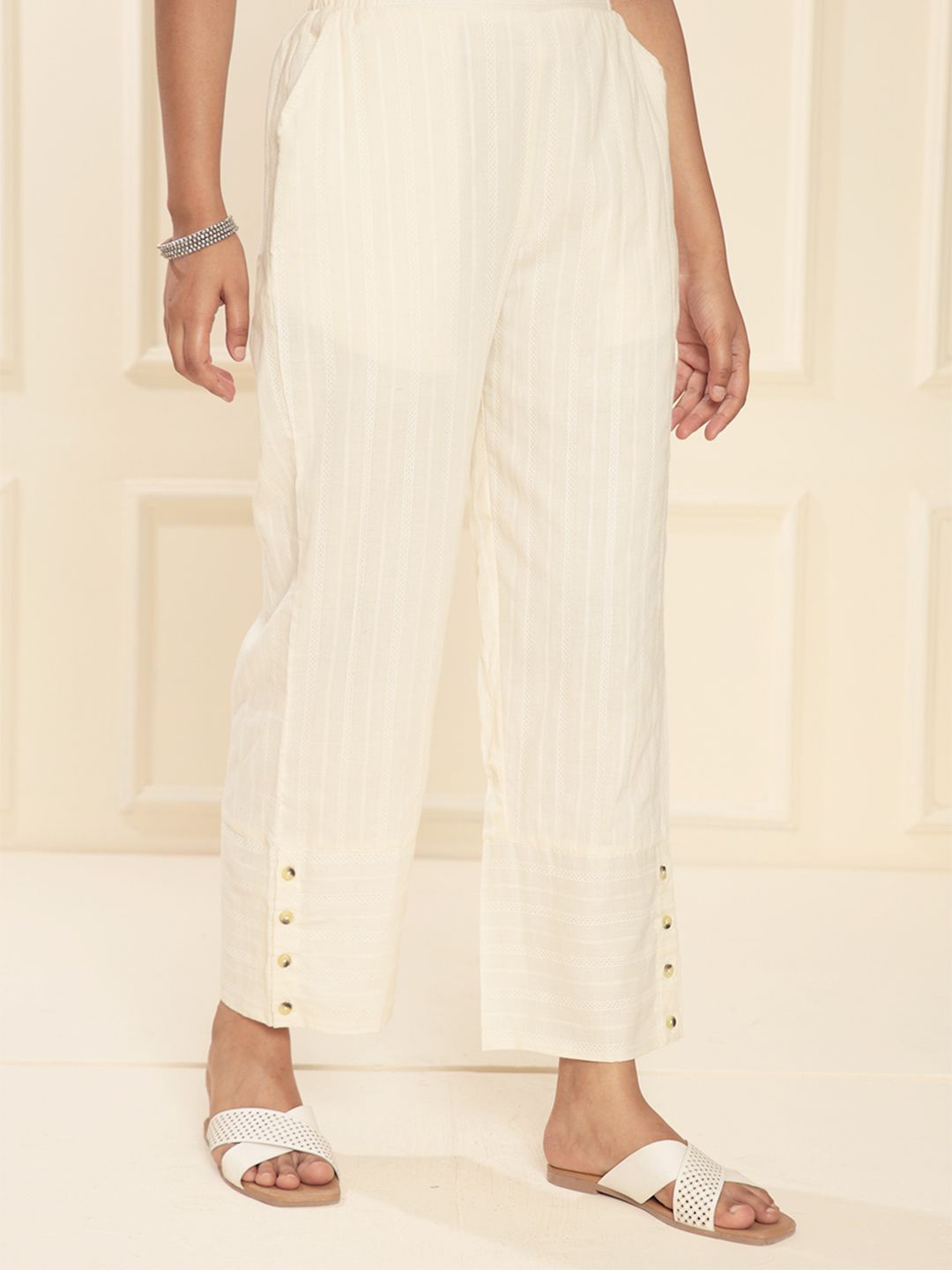 

ARAVALII Women Ethnic Palazzos, White