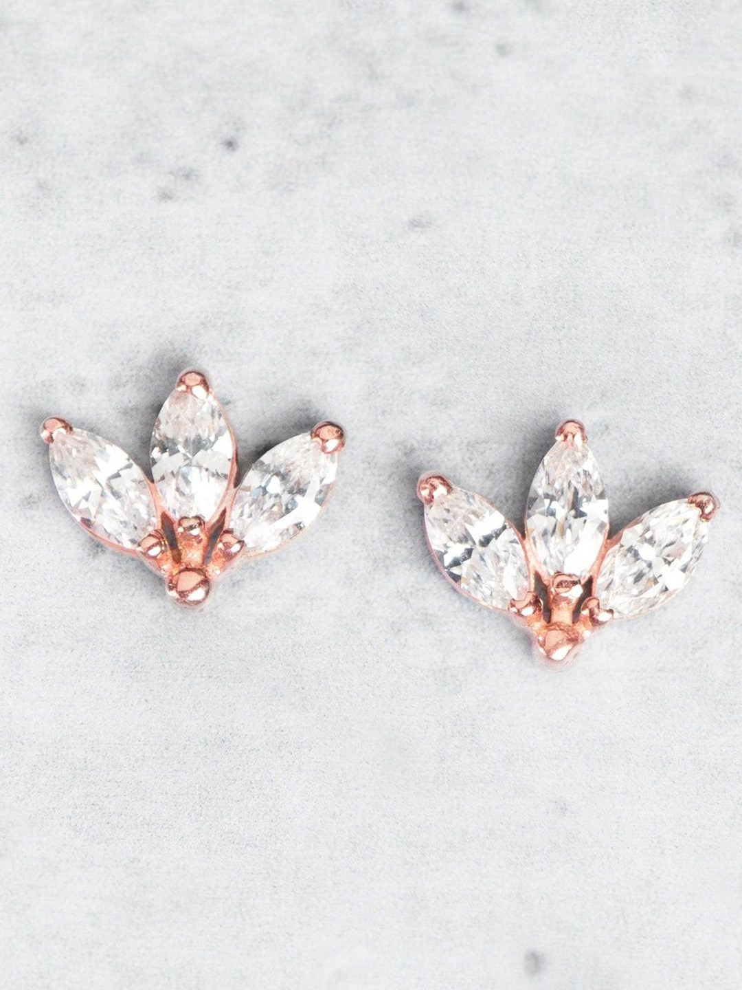 

ORIONZ Rose Gold Plated Contemporary Sterling Silver Cubic Zirconia Studs