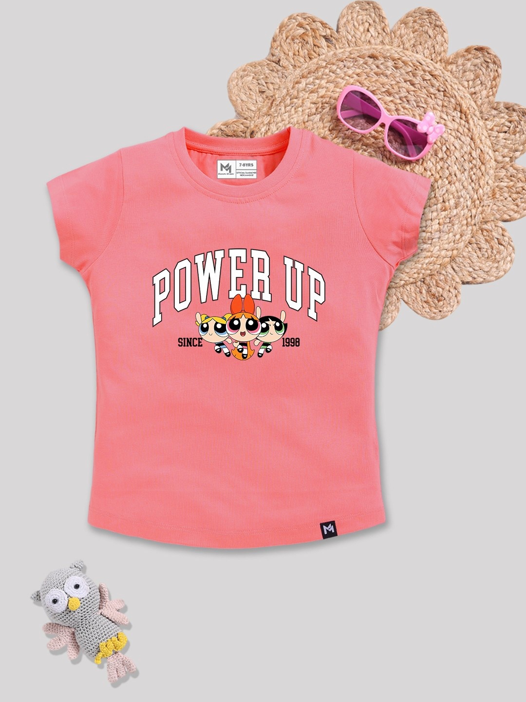 

YK X Minute Mirth Girls Printed Pure Cotton T-shirt, Pink