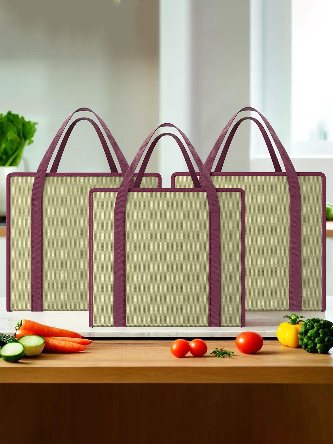 

Kuber Industries Set of 3 Shopper Tote Bag, Brown