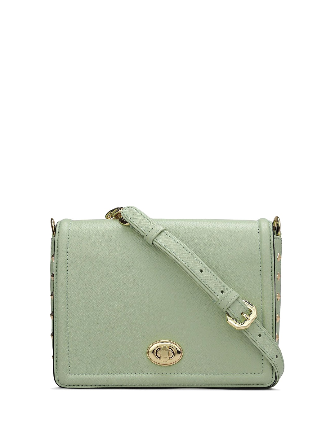 

Da Milano Textured Leather Structured Sling Bag with Tasselled, Green