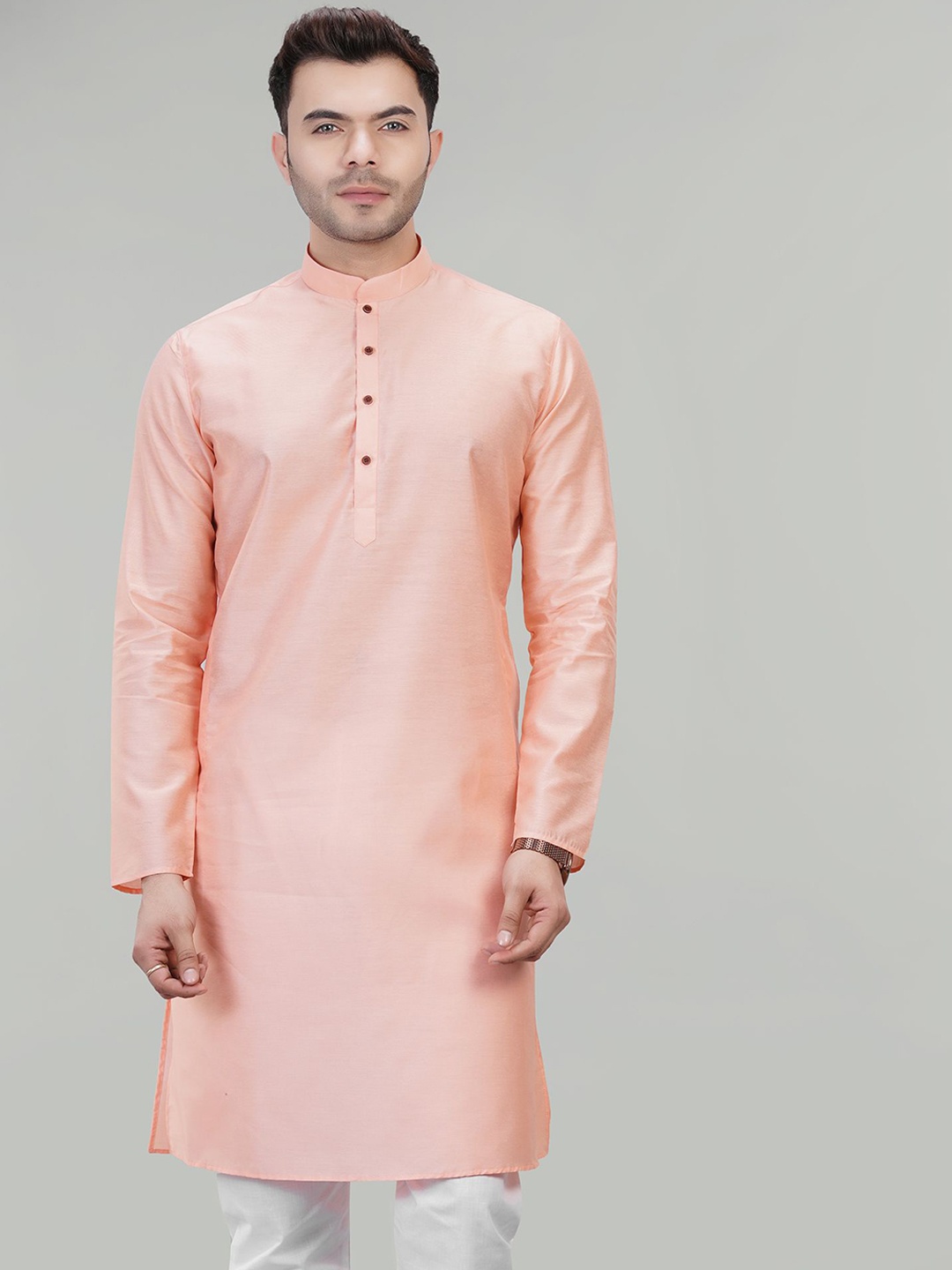 

LA'SCOOT Men Regular Kurta with Pyjamas, Peach