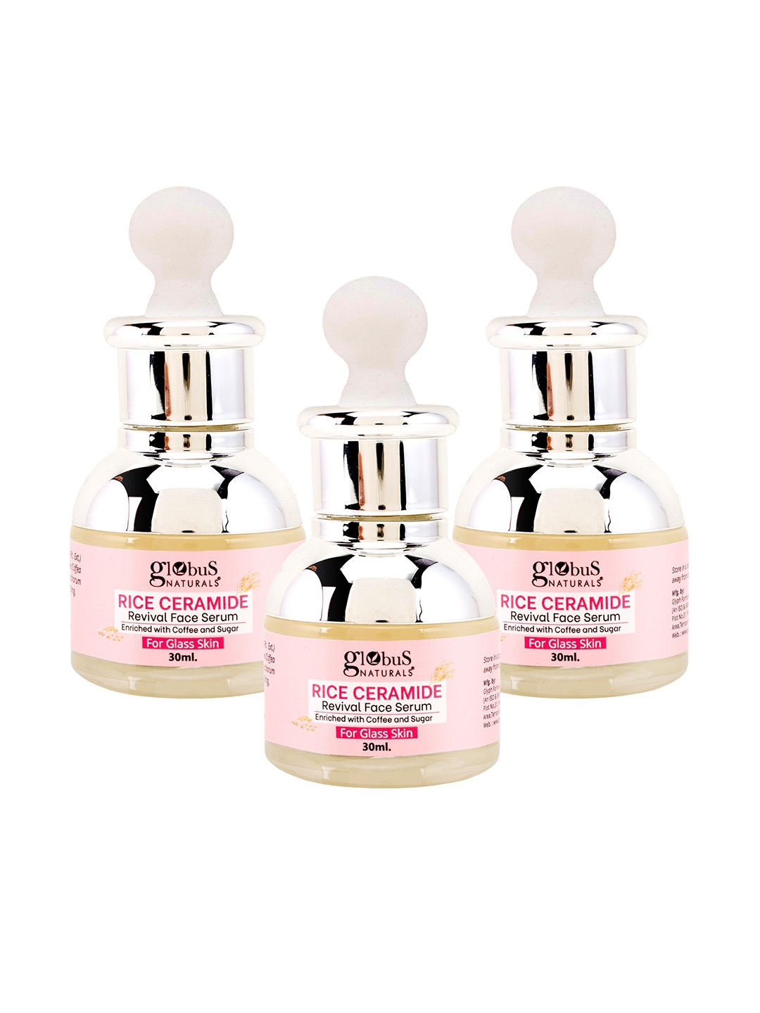 

Globus naturals Set Of 3 Rice Ceramide Revival Face Serum- 30 ml Each, Silver