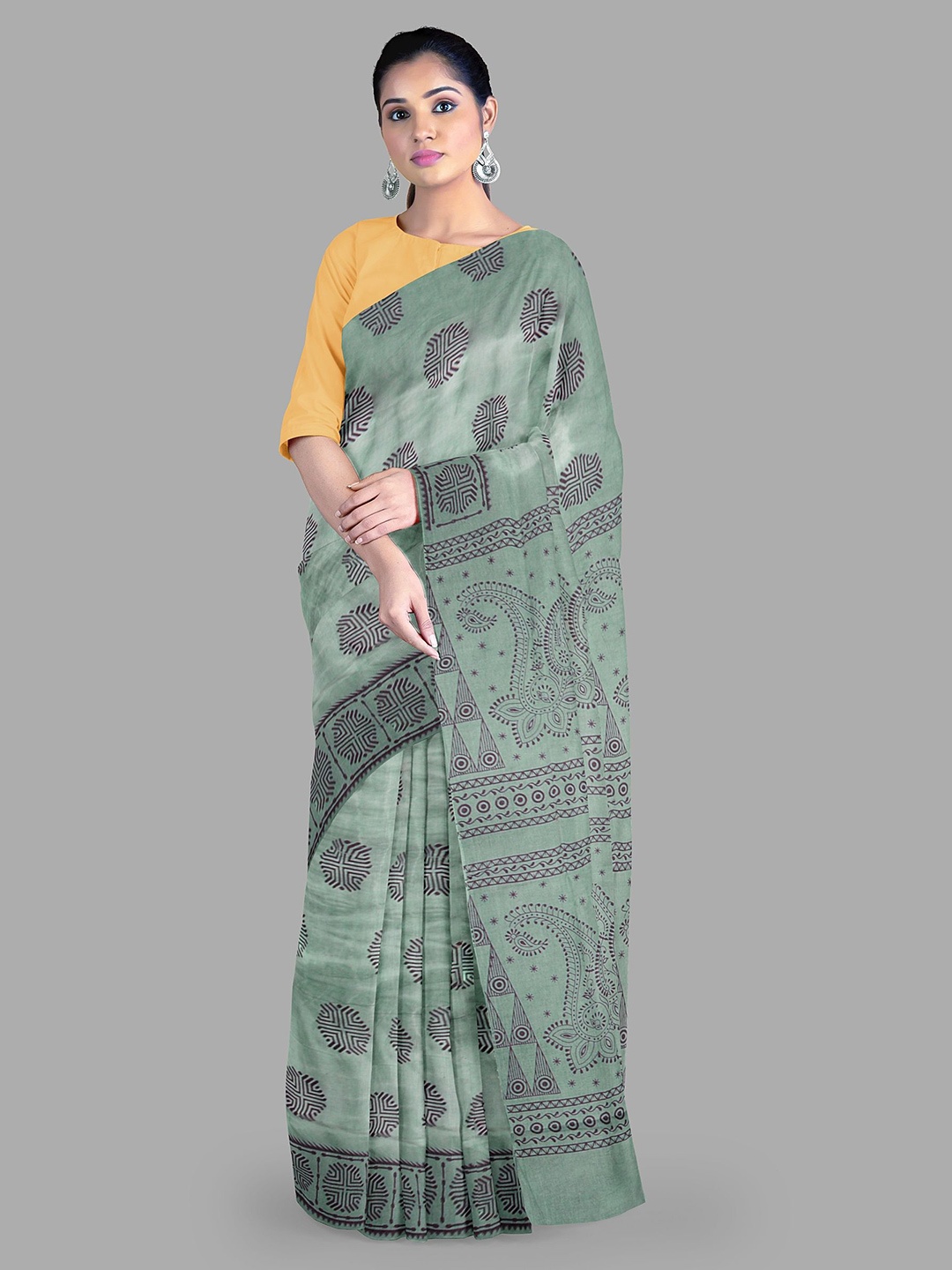

The Chennai Silks Pure Cotton Sungudi Saree, Green