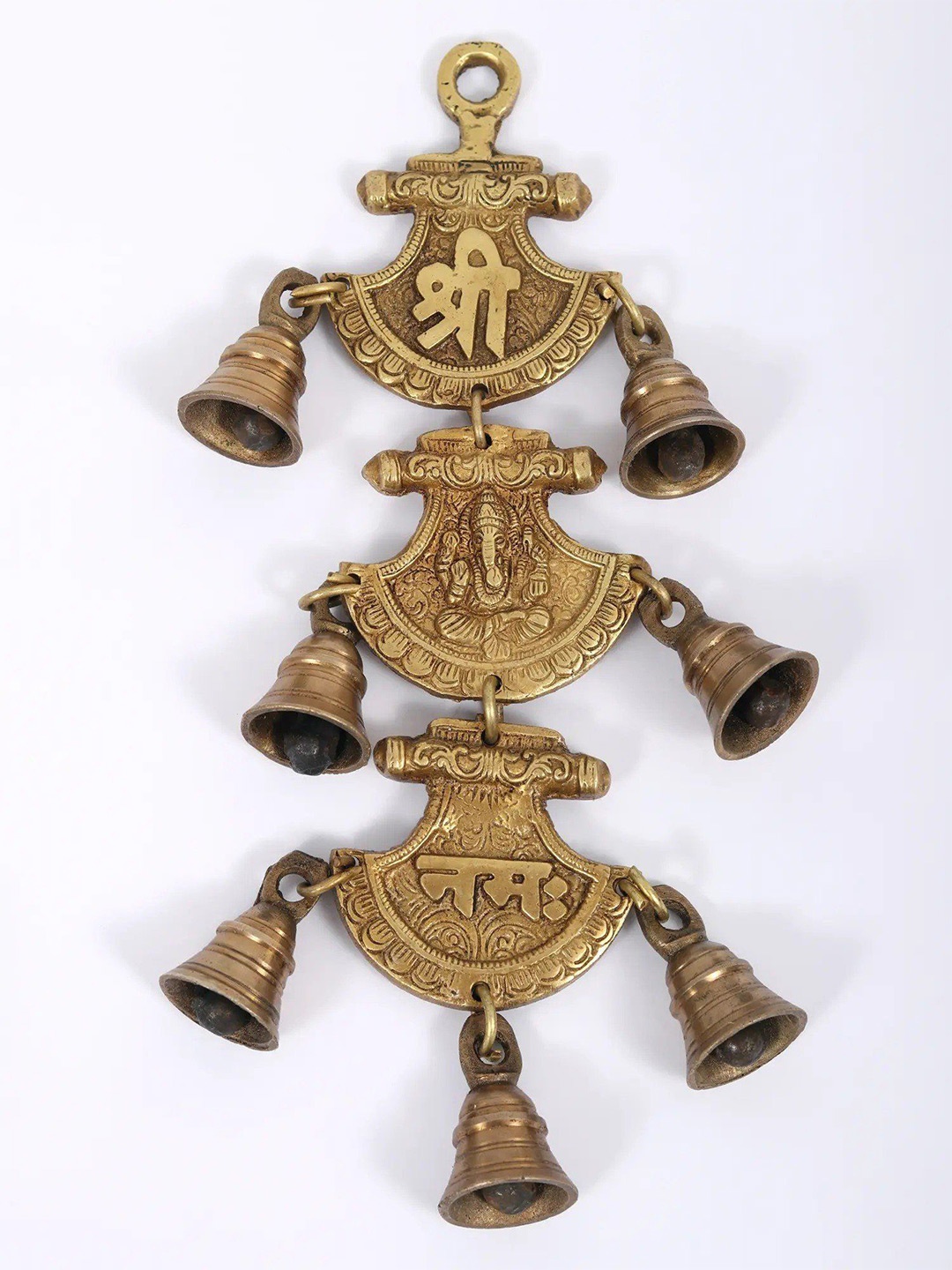 

Exotic India Brass Shri Ganeshay Namah Hanging Bell, Gold