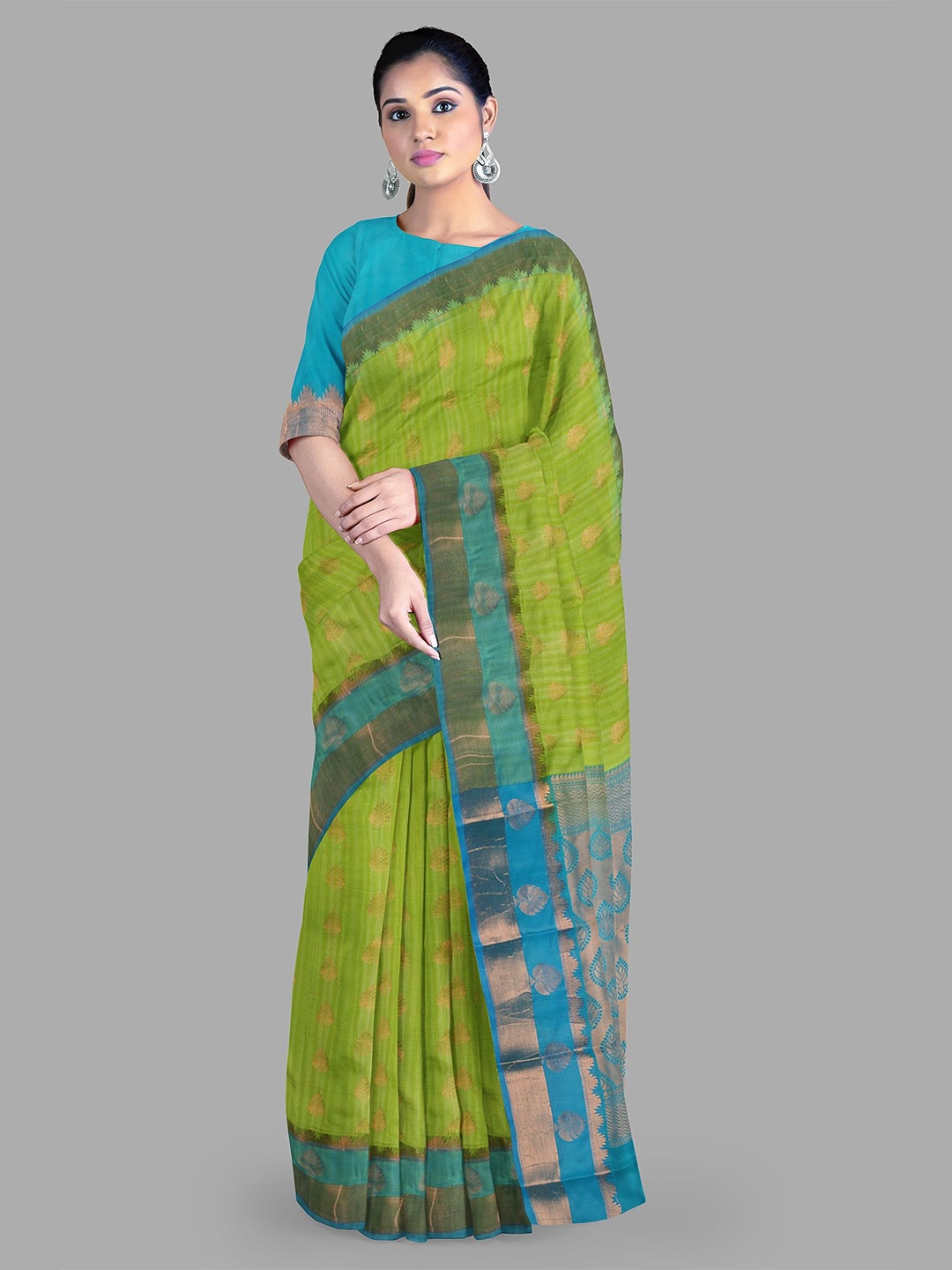 

The Chennai Silks Ethnic Motifs woven design Bhagalpuri Saree with blouse piece, Green