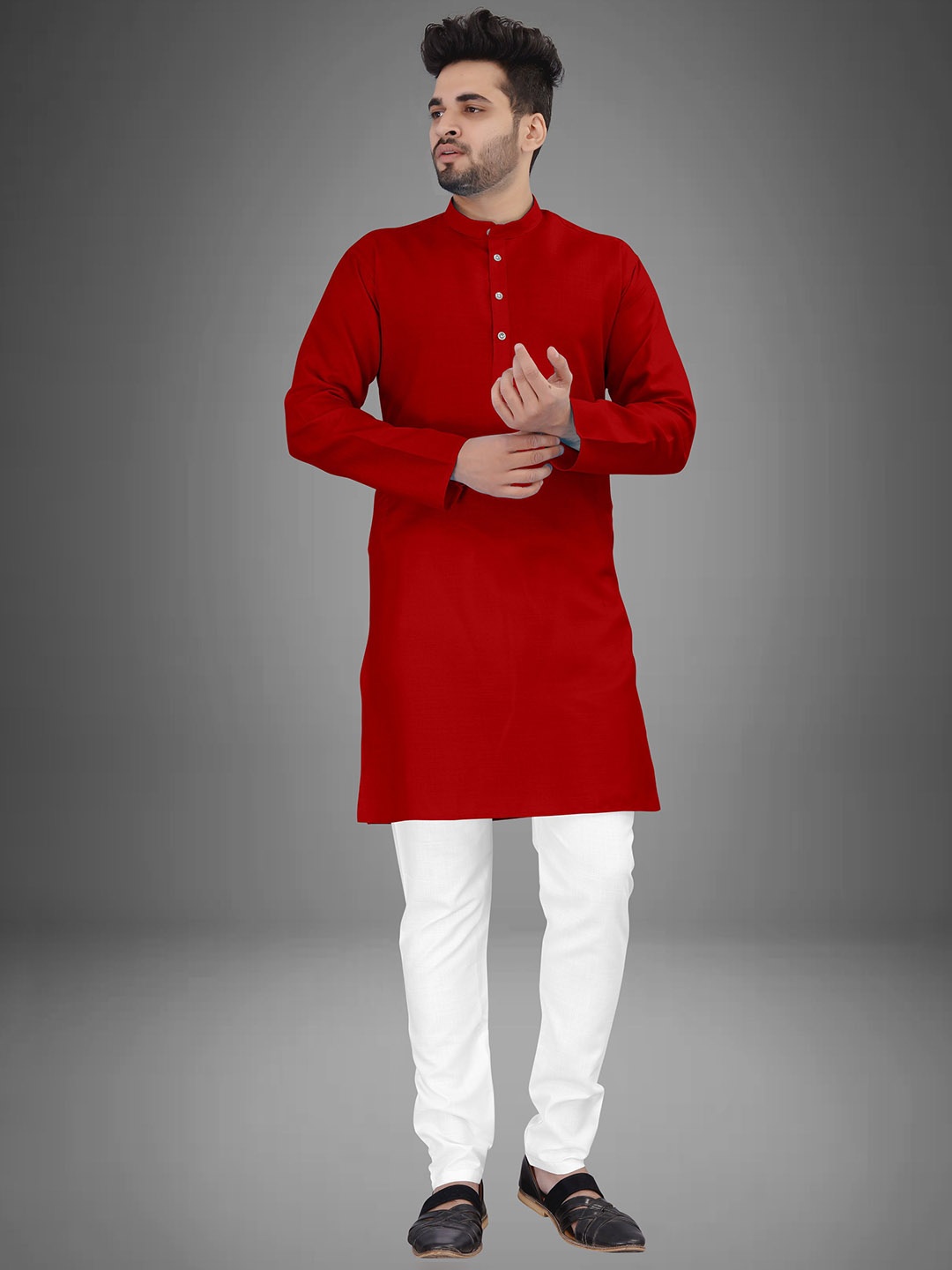 

trustous Men Regular Pure Cotton Kurta with Pyjamas, Red