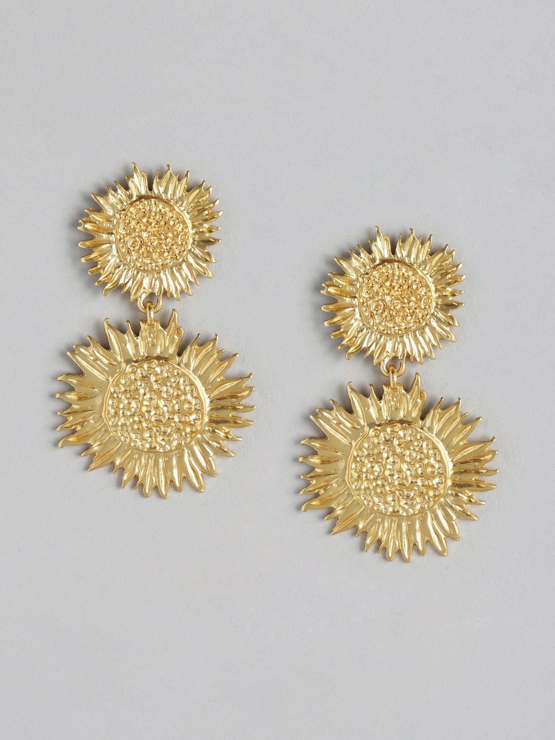 

MANGO Floral Drop Earrings, Gold