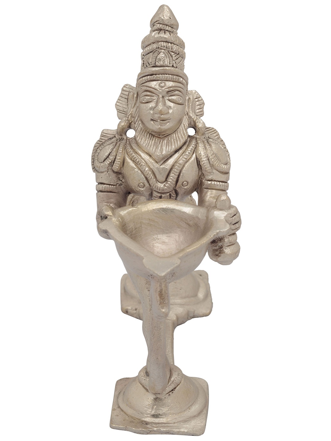 

Exotic India 4" Brass Hanuman Lamp for Shri Rama Puja, Silver