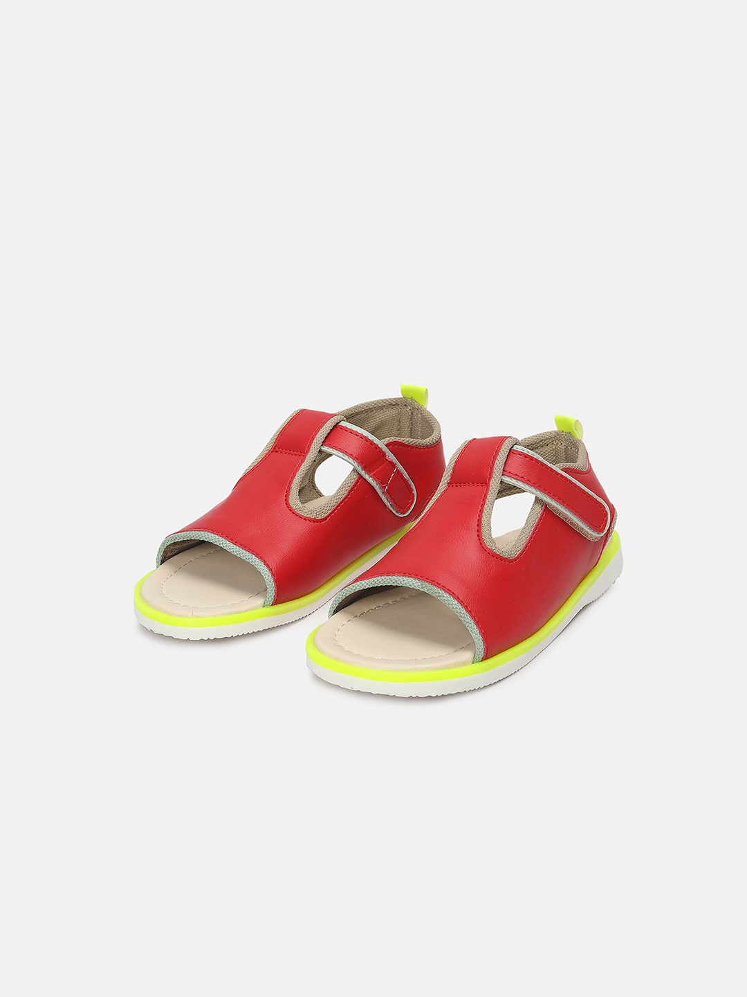 

MINI KLUB Girls Open Toe Velcro Sandals, Red
