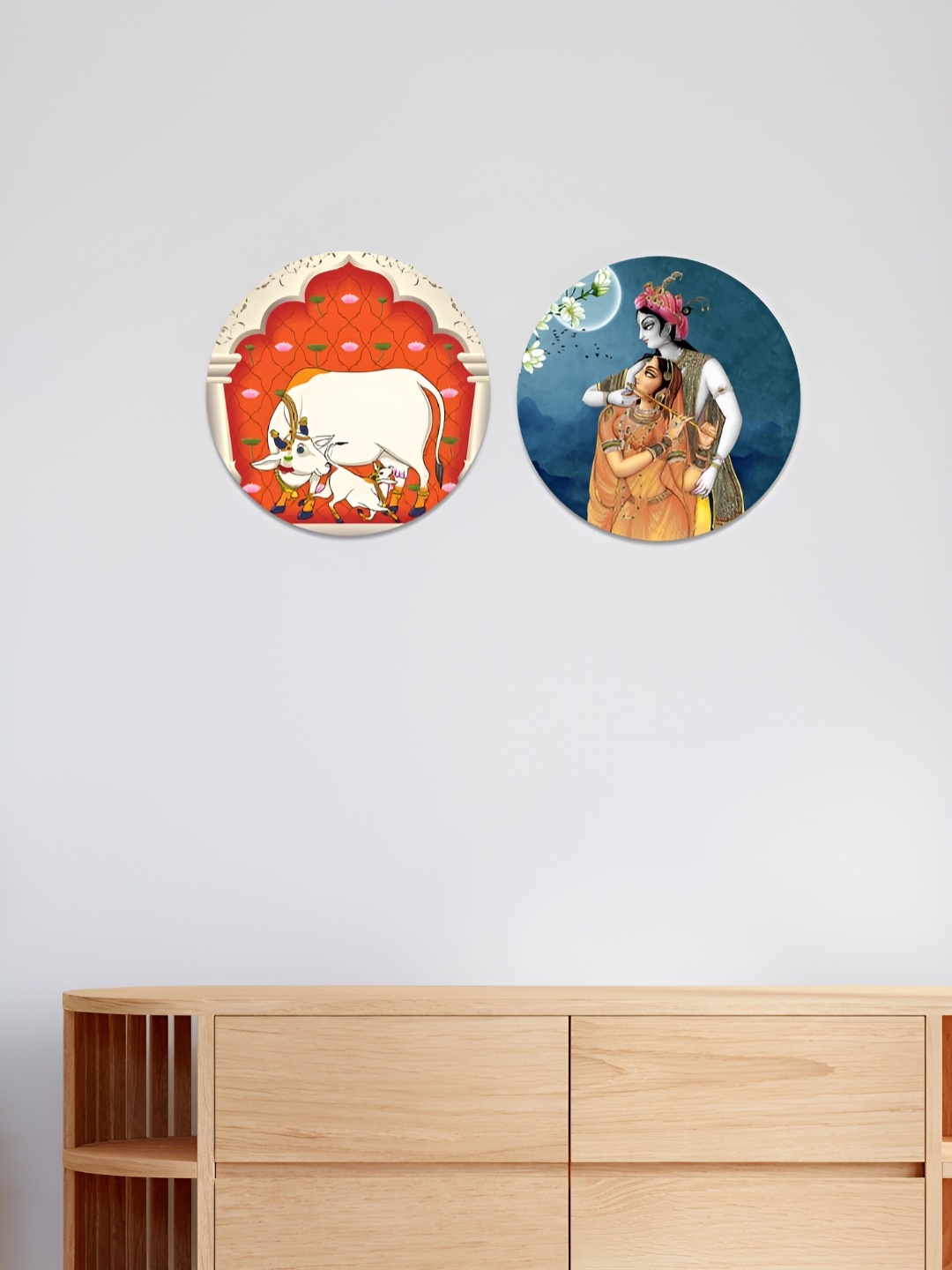 

CLAWCRAFTS Orange Colored & White 2 Pieces Religious Printed Wall Hangings
