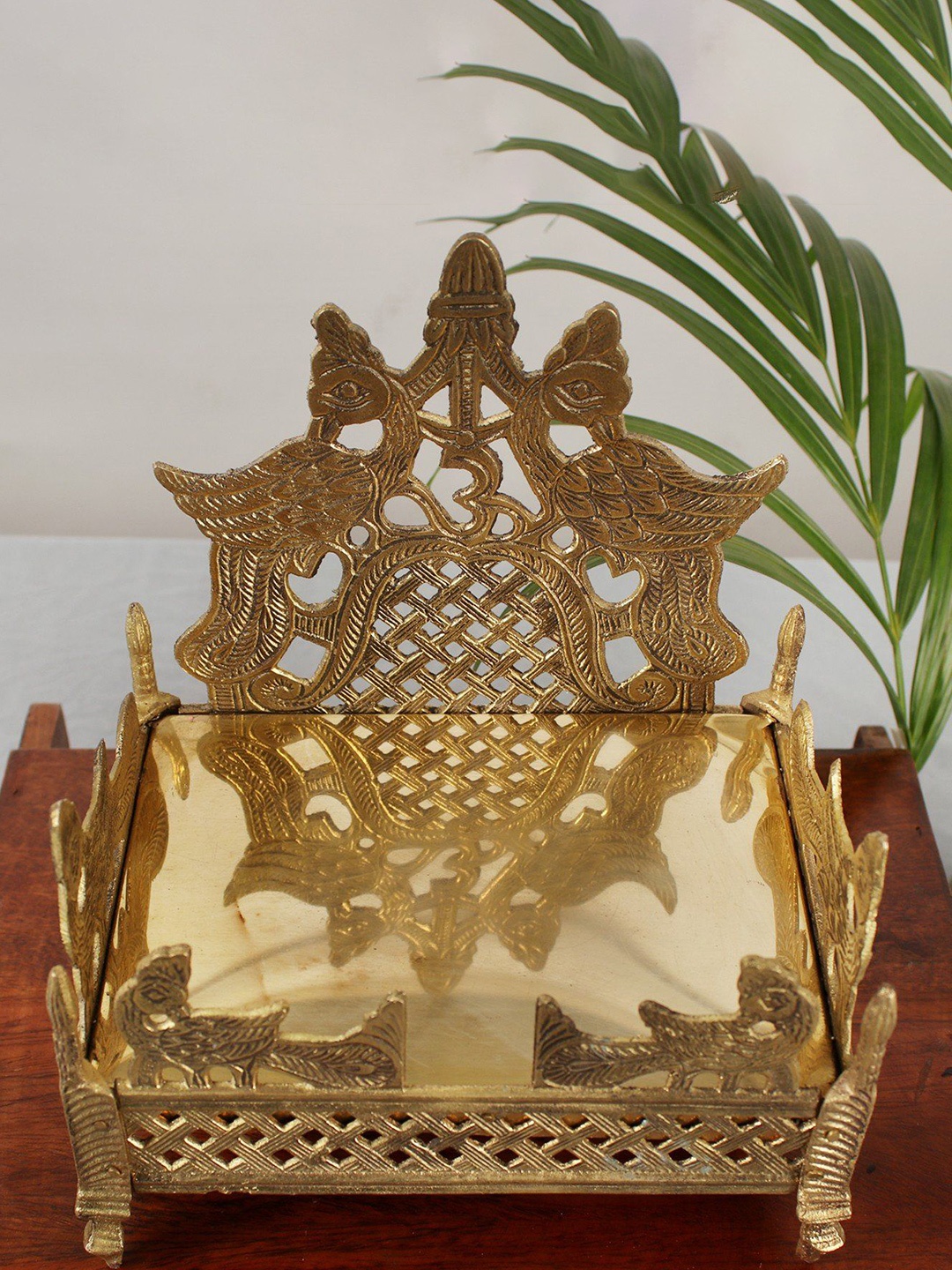 

Exotic India Brass Majestic Peacock Throne, Gold