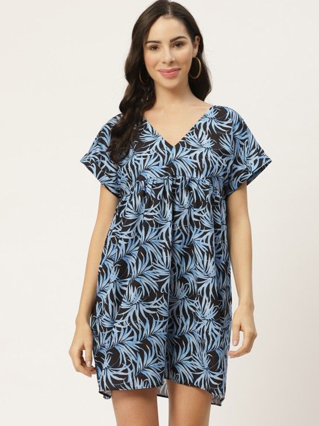 

MELOSO Tropical Print Fit & Flare Dress, Black