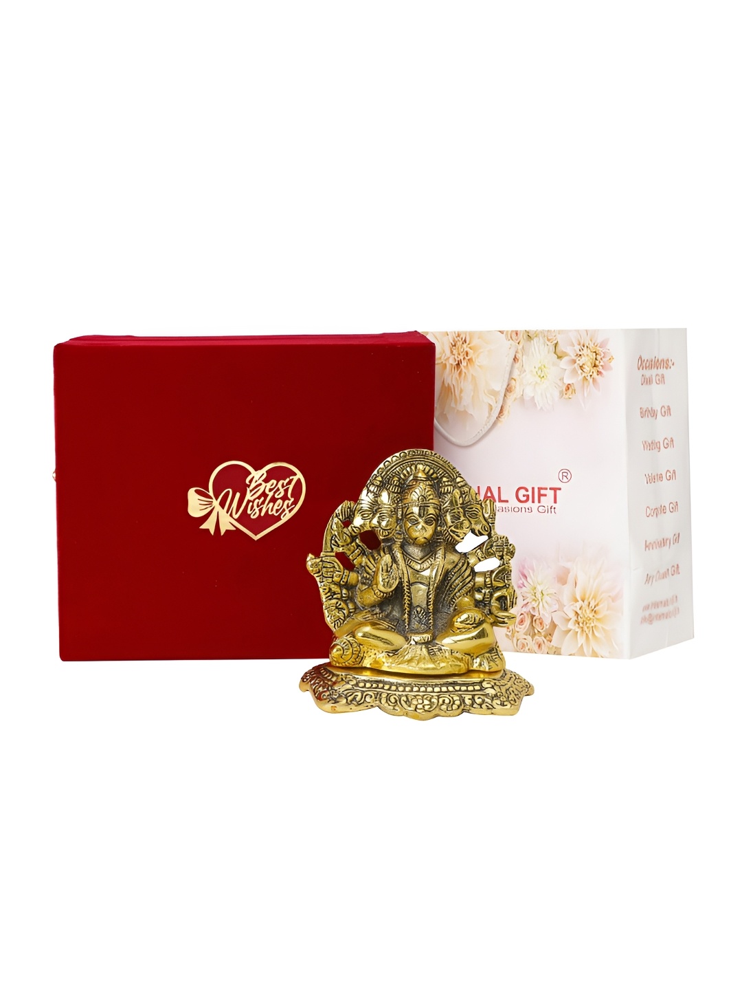 

INTERNATIONAL GIFT Gold-Toned Panchmukhi Hanuman God Idol Showpiece With Box