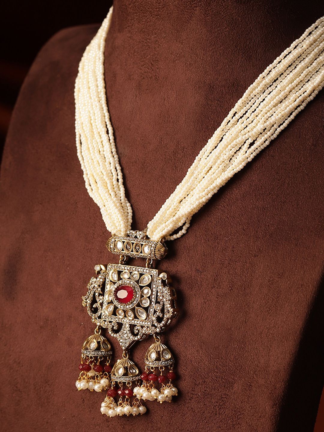 

Priyaasi Gold-Plated AD Studded Beaded Jewellery Set