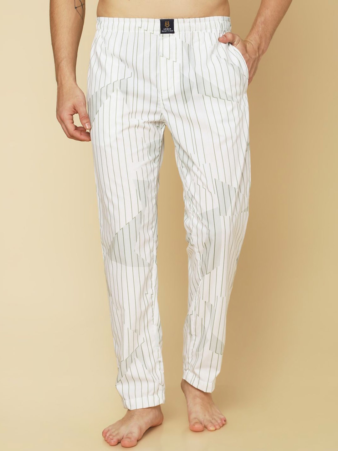 

URBAN SCOTTISH Mid-Rise Straight-Leg Lounge Pants, White