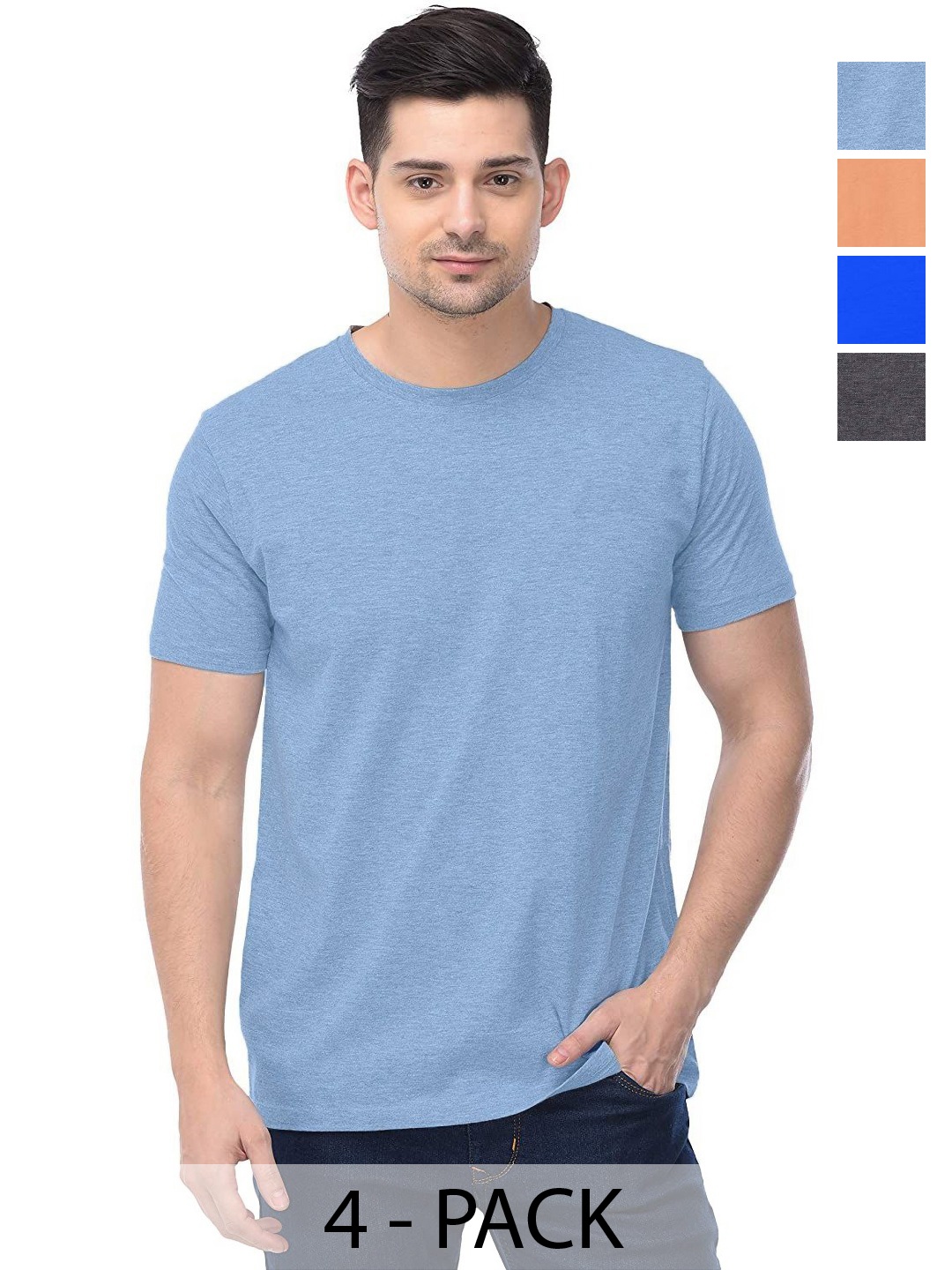 

COLOR CAPITAL Unisex Pack Of 4 Cotton T-Shirts, Na