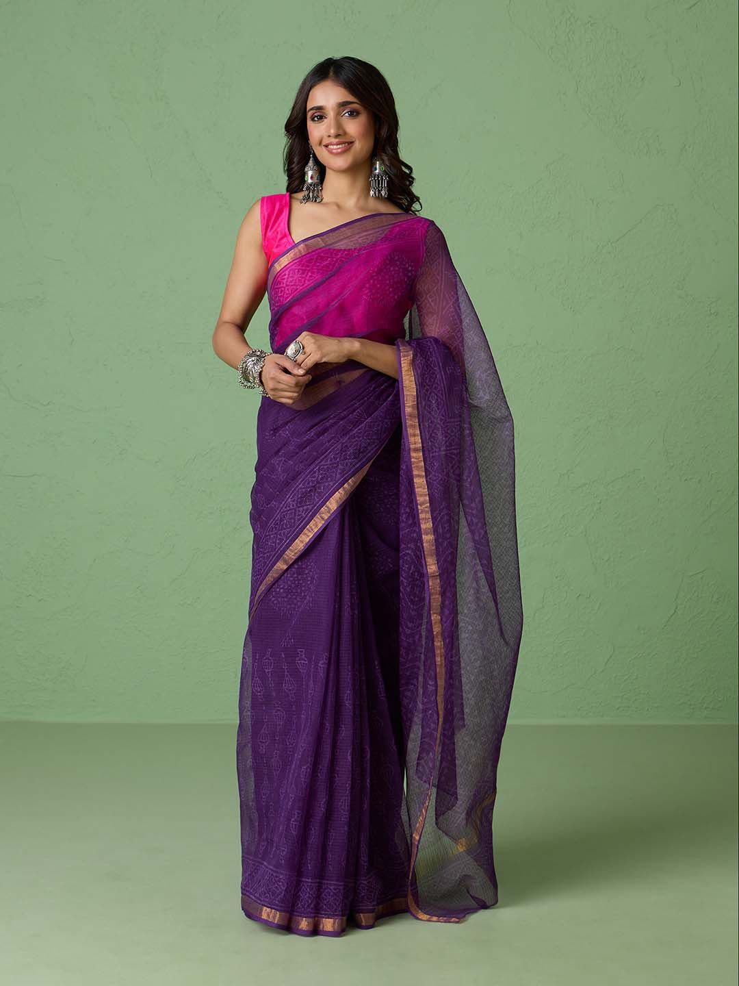 

Likha Pure Cotton Kota Saree, Purple