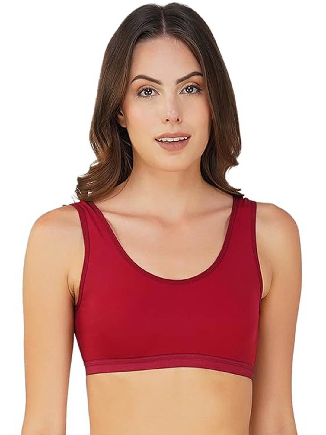 

INDIROCKS Full Coverage Non Padded Solid Bra, Maroon