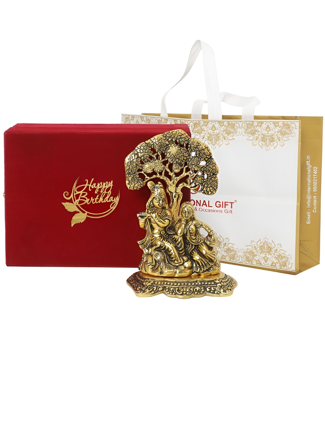 

INTERNATIONAL GIFT Gold Toned Shree Radha Religious Idol Krishna Showpiece