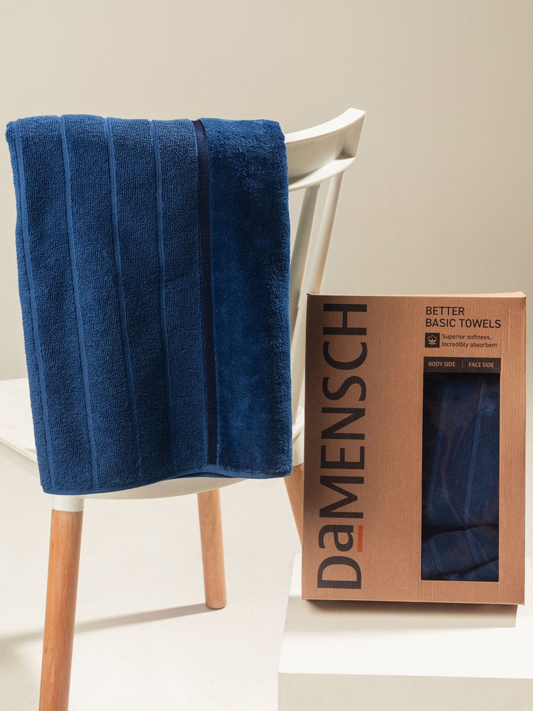 

DAMENSCH Grey & Navy Blue 6 Pieces Pure Cotton 500 GSM Towel Set