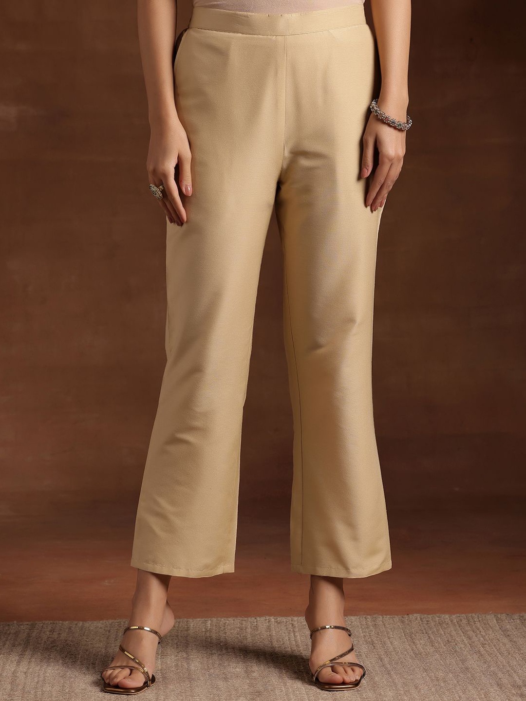 

Libas Women Straight Fit Trousers, Beige