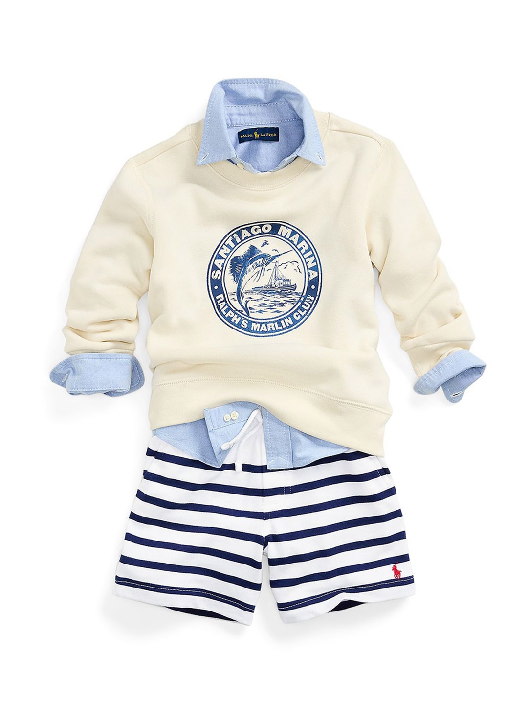 

Polo Ralph Lauren Boys Striped Spa Terry Short, White