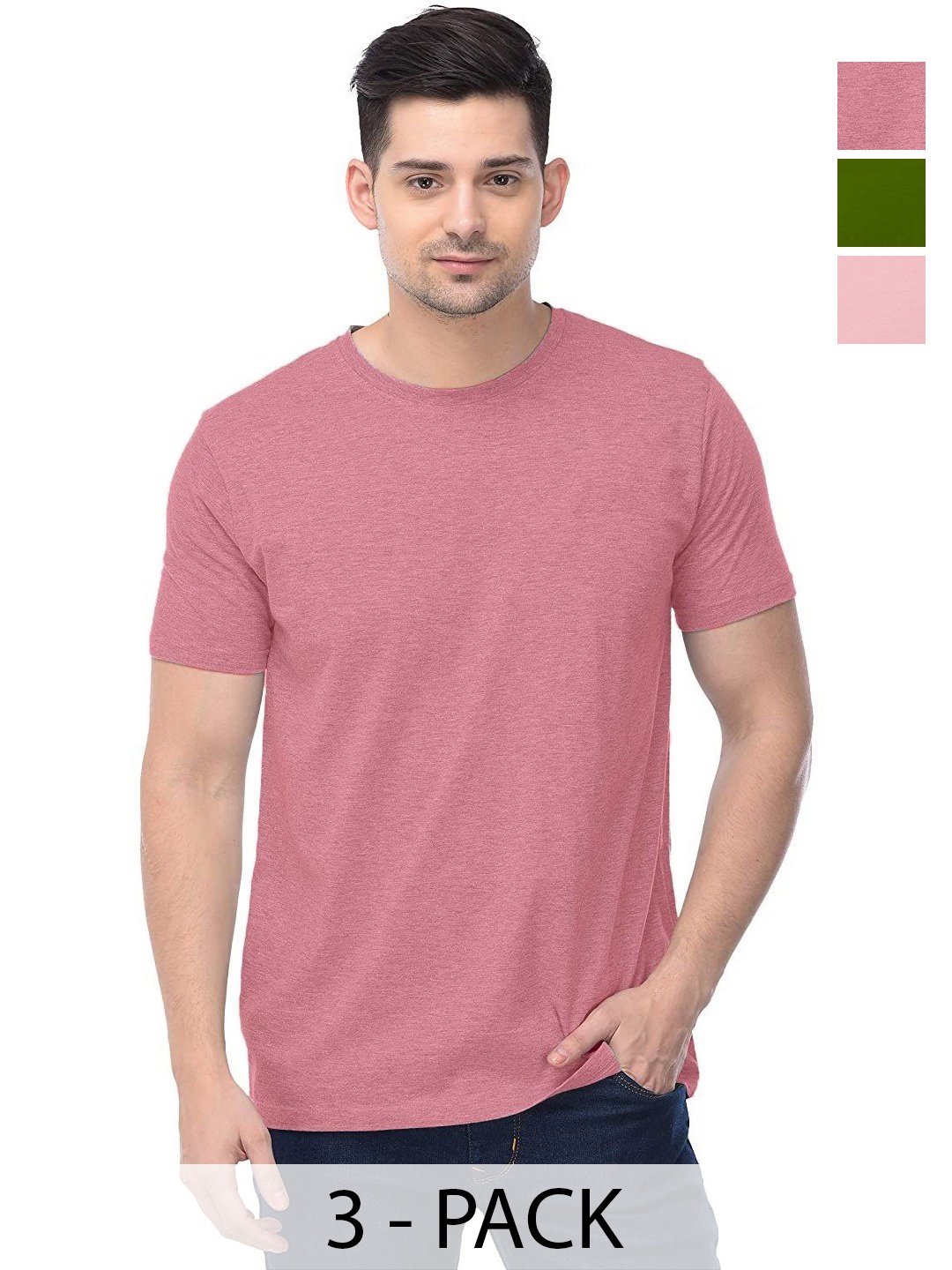 

COLOR CAPITAL Unisex Pack Of 3 Cotton T-Shirts, Peach
