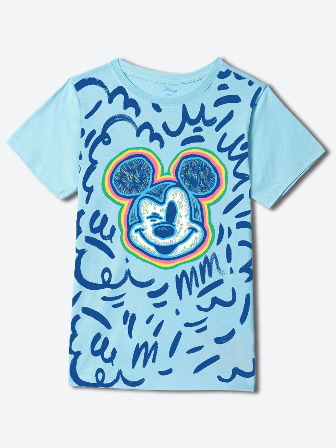 

YK Disney Boys Graphic Printed Round Neck Cotton T-shirt, Blue