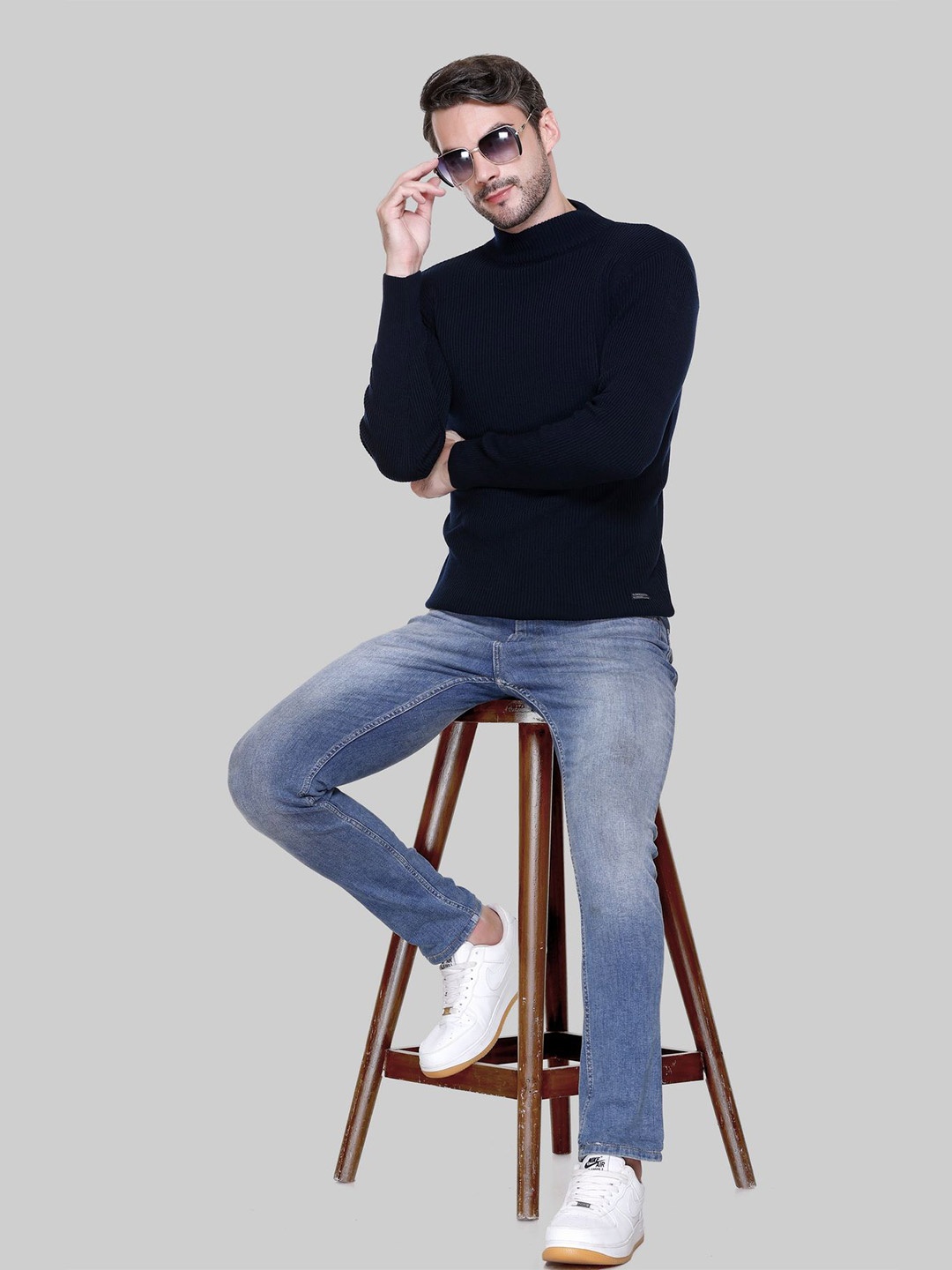

513 Men Ribbed Pullover, Navy blue