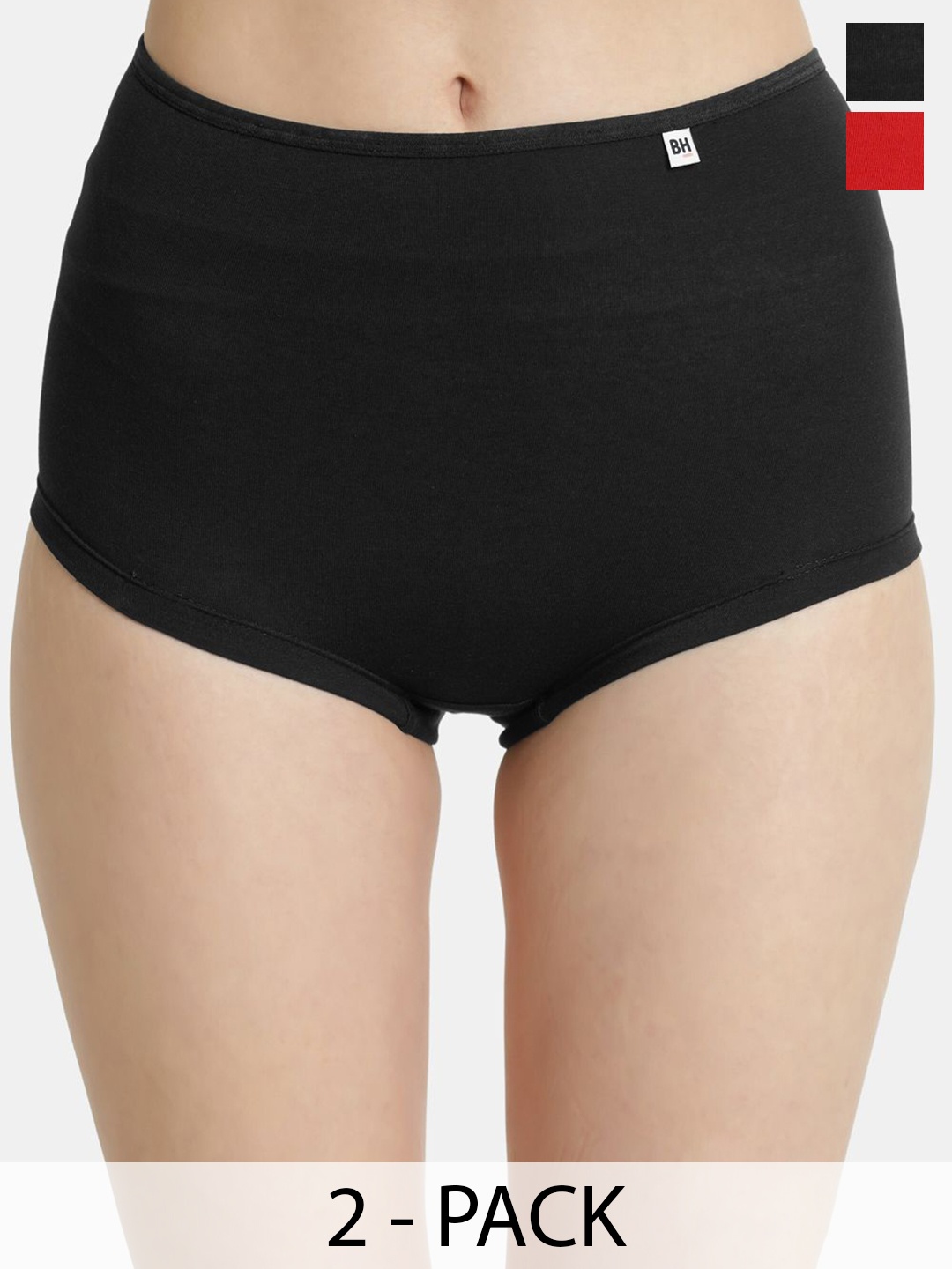 

BLEEDING HEART Pack Of 2 High-Rise Boy Shorts Briefs Bs-Bk-Rd_S, Black