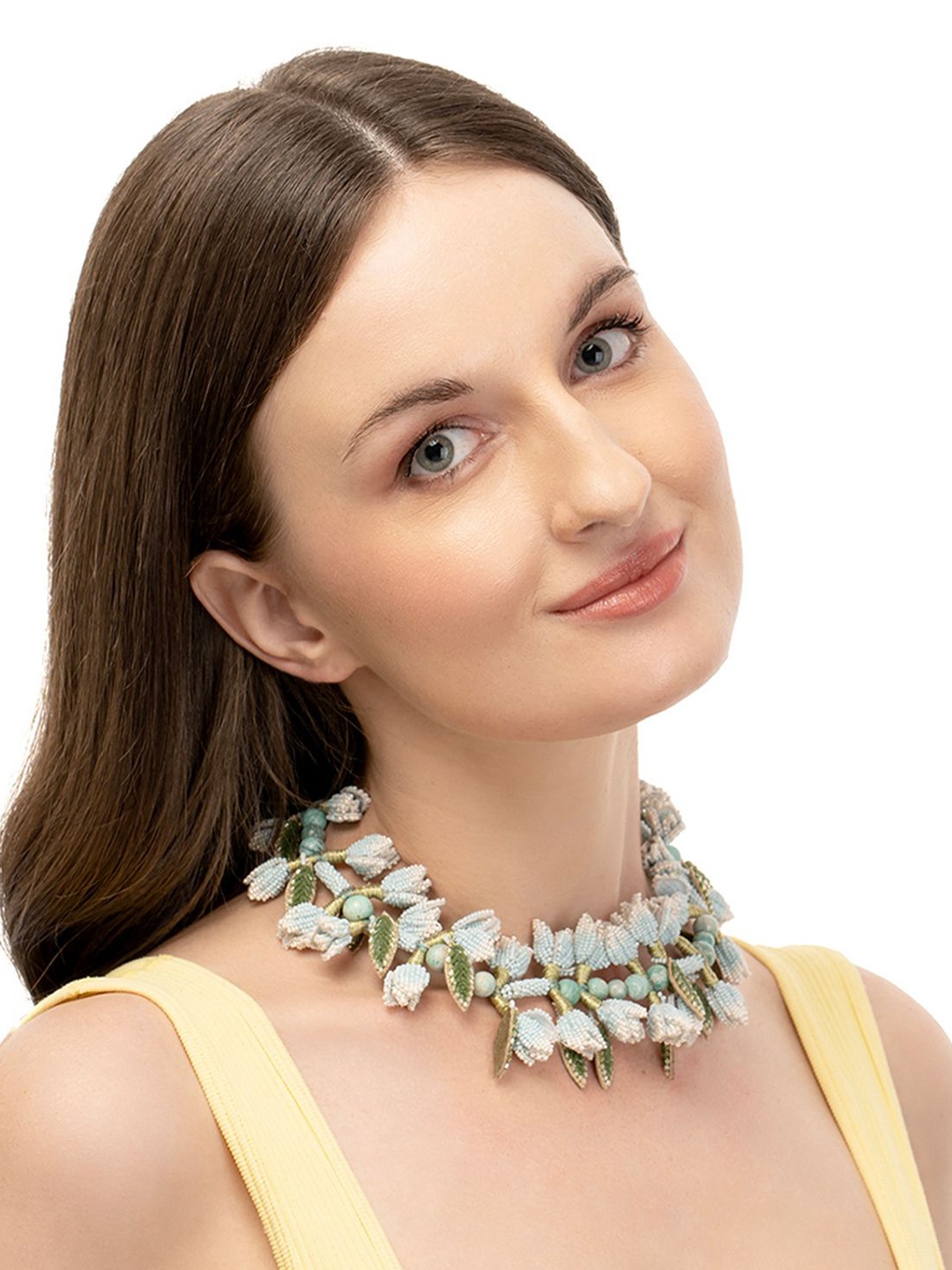 

Deepa Gurnani Ivana Brass-Plated Beaded Necklace, Silver
