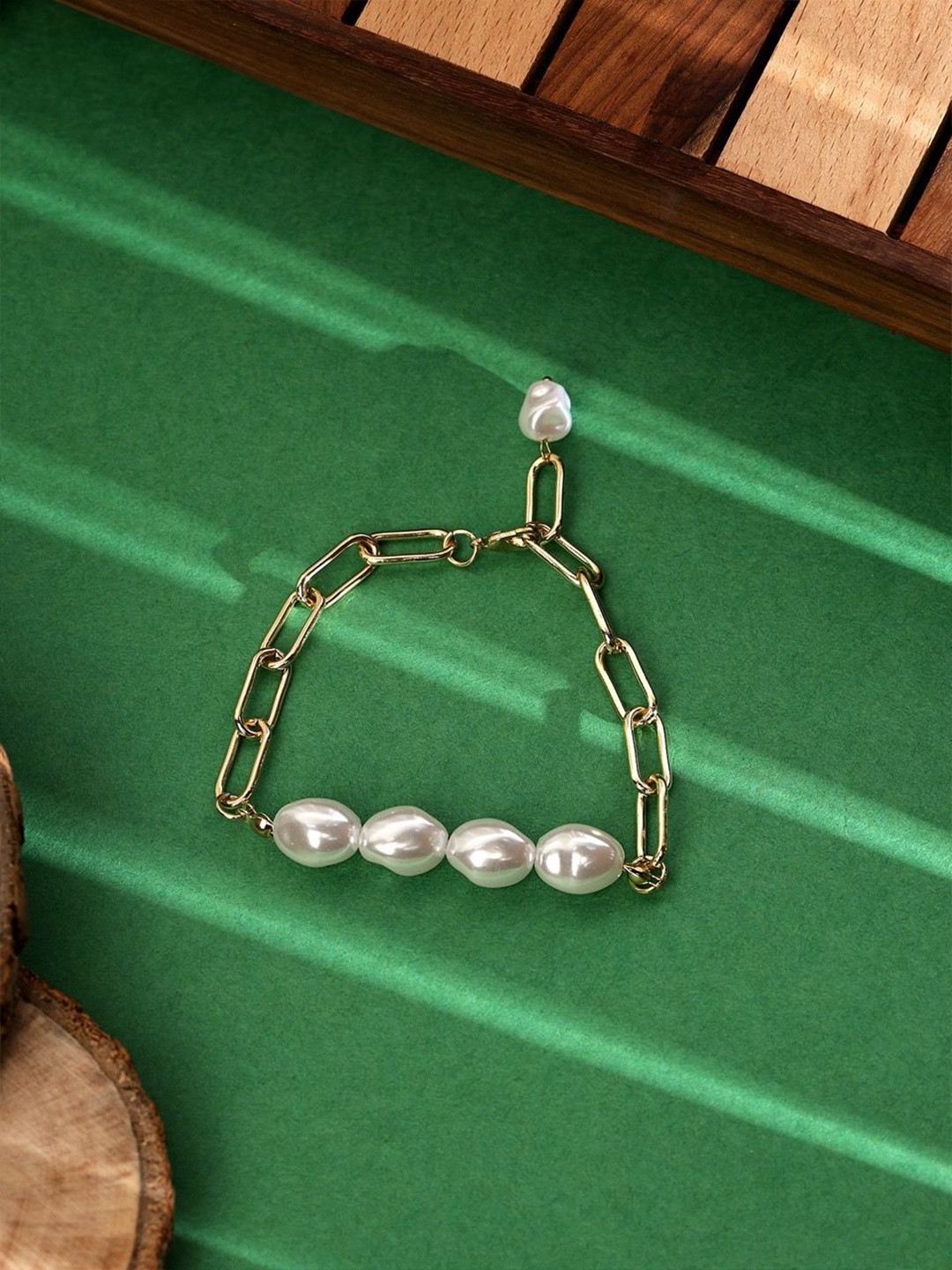 

KACY Gold-Plated Pearl Beaded Link Bracelet
