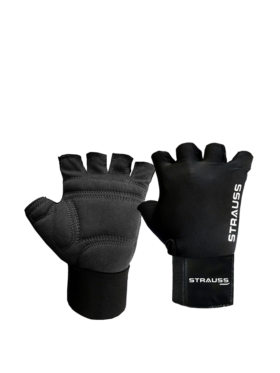 

STRAUSS Set Of 2 Gym Gloves Sports Accessories, Black