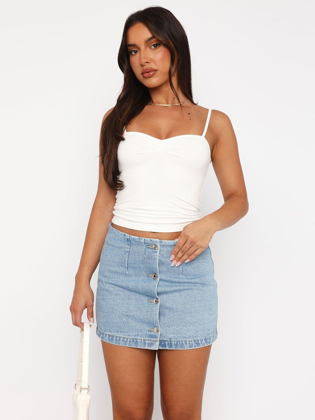 

StyleCast Women Solid Shoulder Straps Top, White