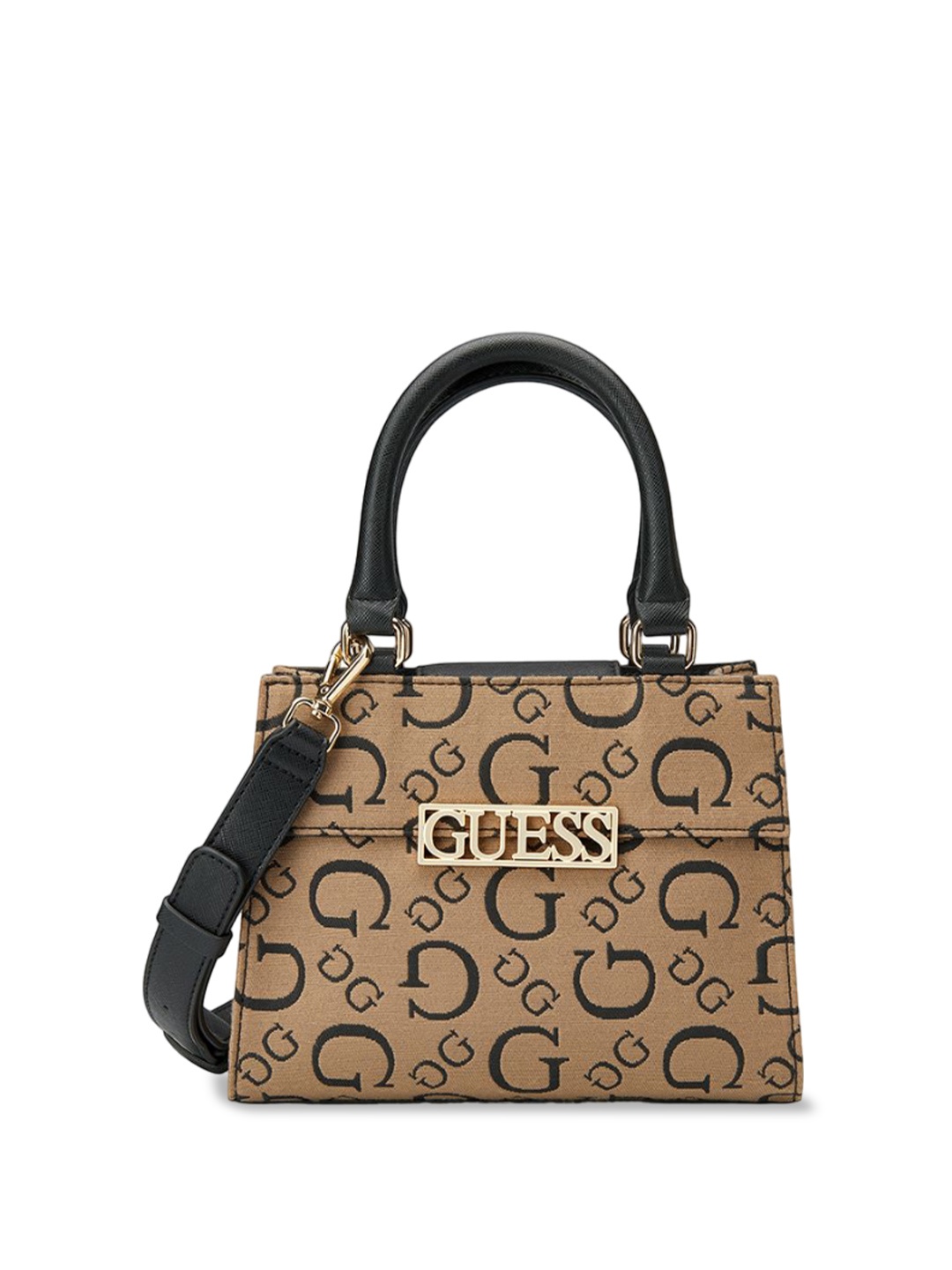 

GUESS Printed Structured Satchel, Brown
