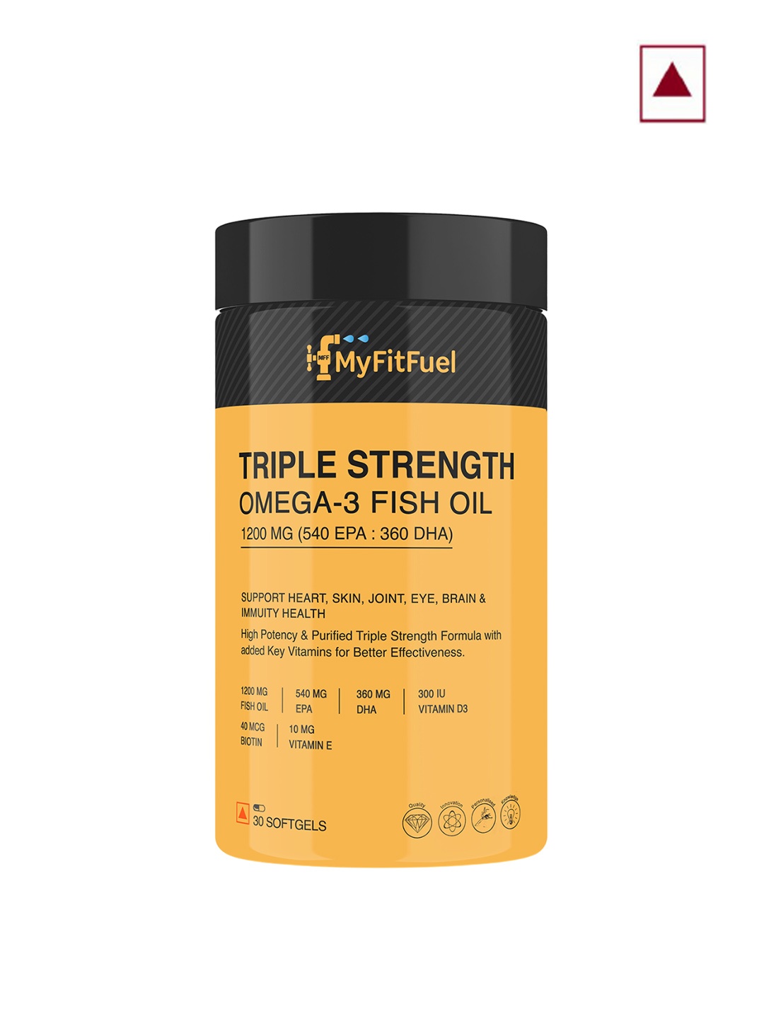 

MyFitFuel Triple Strength Omega 3 Fish Oil 1200mg - 30 Capsules, Cream