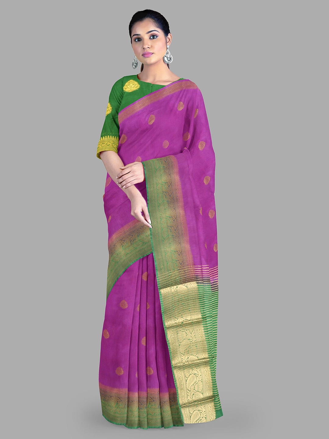 

The Chennai Silks Ethnic Motifs Zari Art Silk Mysore Silk Saree, Magenta