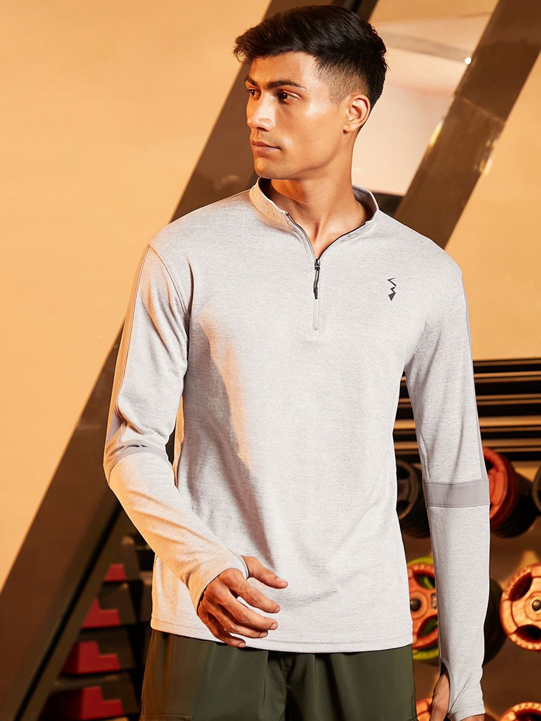 

CS LIFE Men Solid High Neck T-shirt, Grey