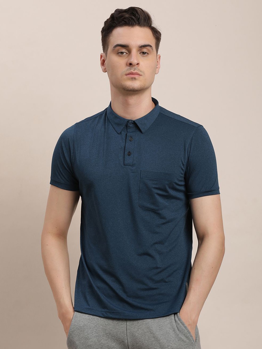 

Turtle Men Solid Polo Collar Slim Fit T-shirt, Blue