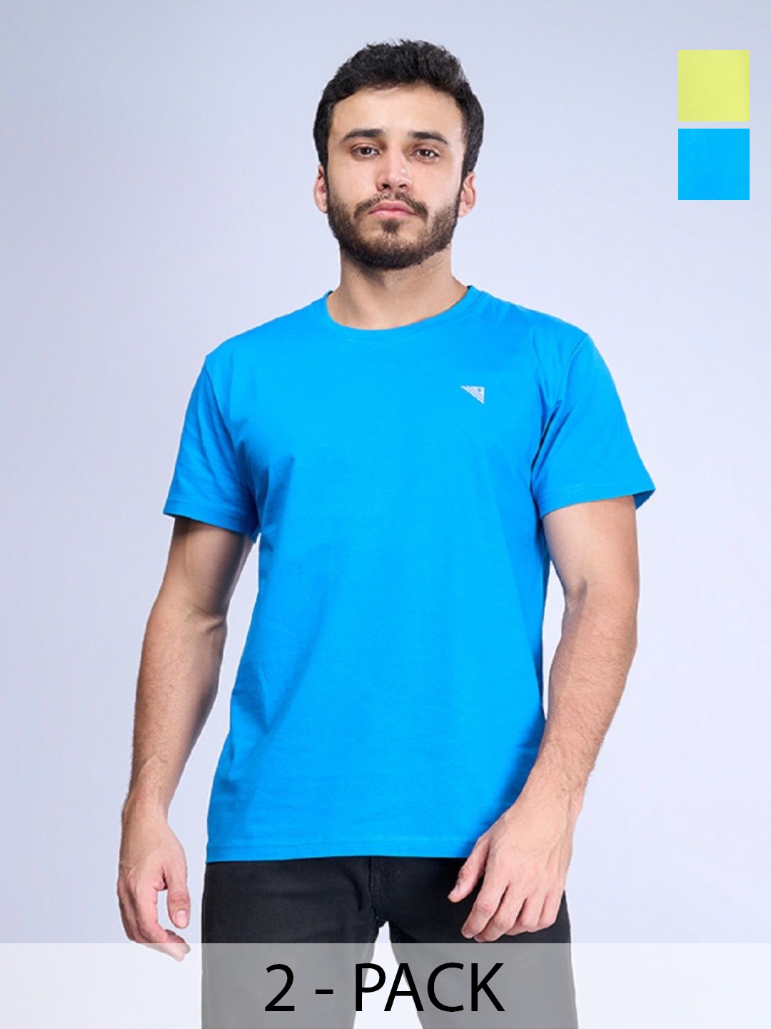

Unibro Pack of 2 Cotton Half Sleeve Round Neck T Shirt, Green