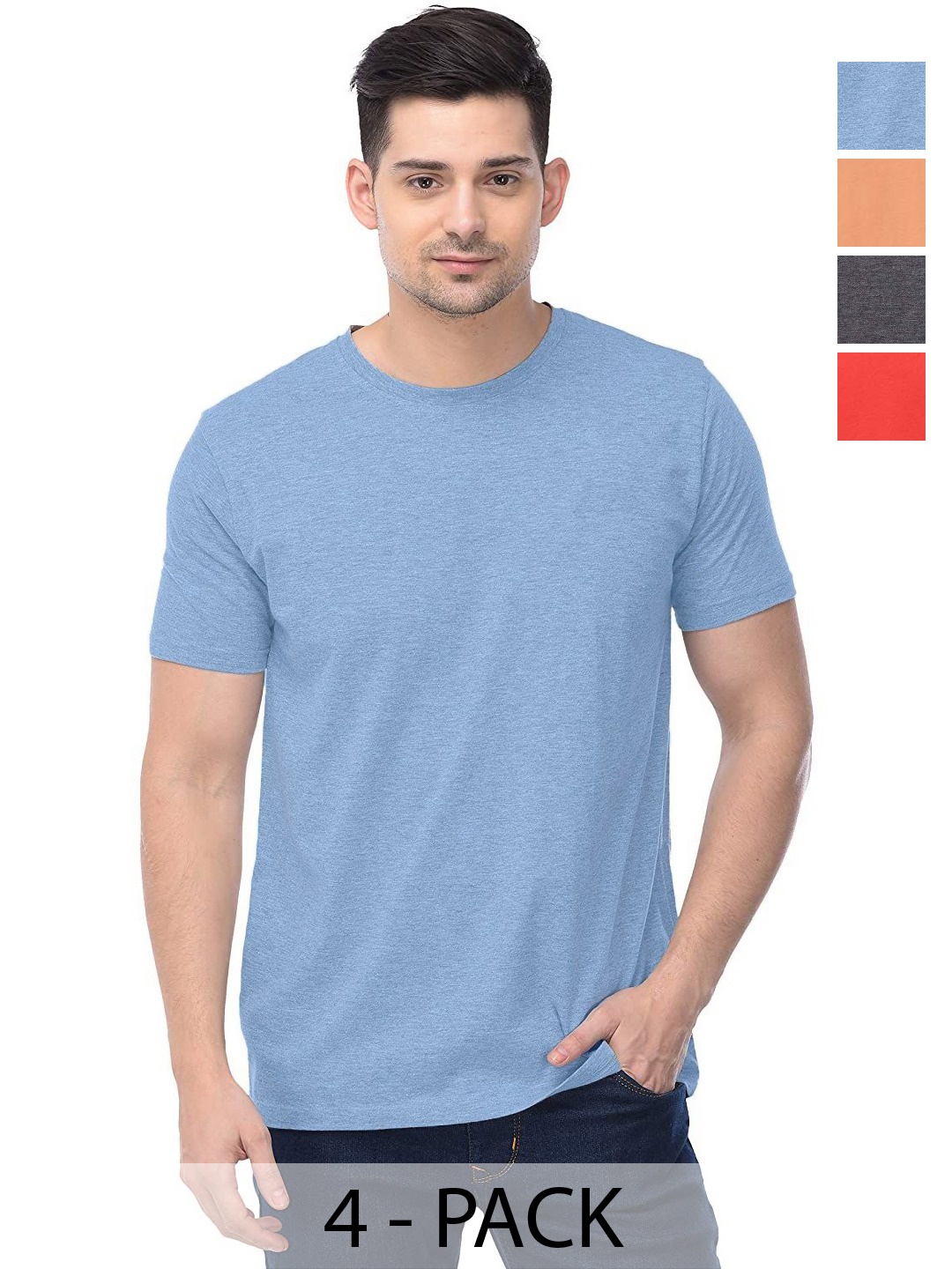 

COLOR CAPITAL Unisex Pack Of 4 Cotton T-Shirts, Na