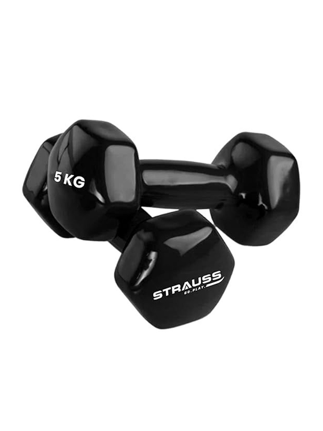 

STRAUSS Pack Of 2 Vinyl Dumbbells Set 5 kg Each, Black
